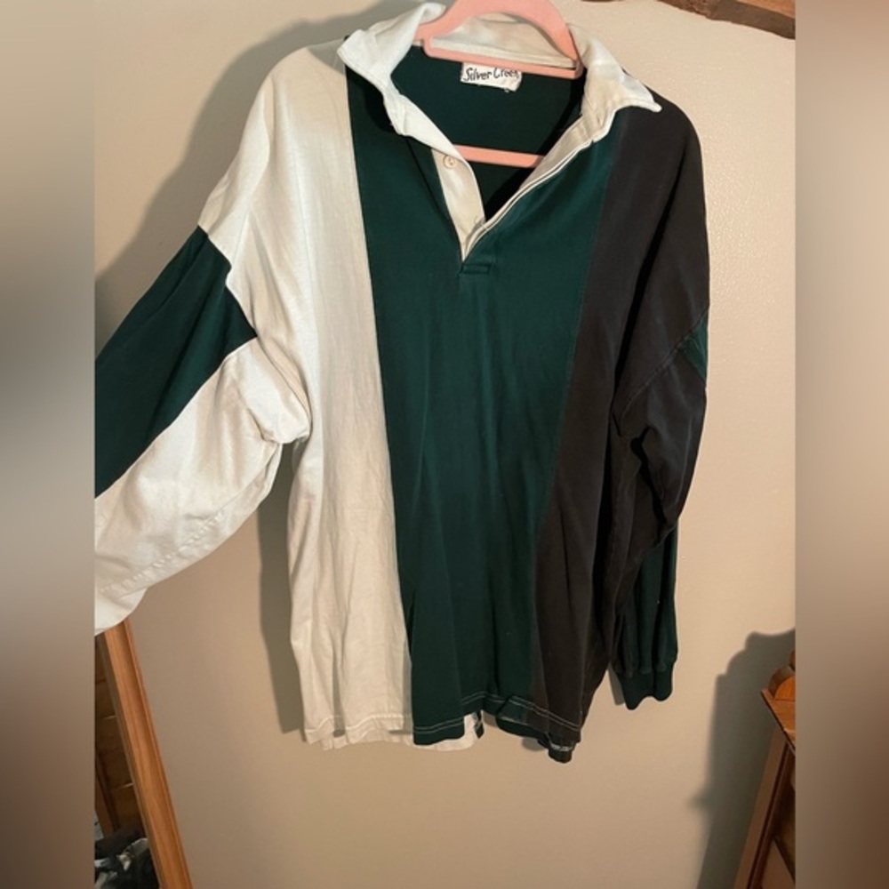 Vintage Colorblock Green White Navy Polo - Silver Creek